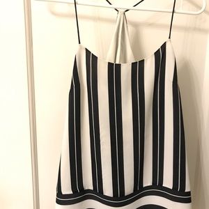 Black and white Banana Republic striped sheer top